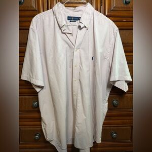 Polo by Ralph Lauren Men's Checkered short sleeve golf Shirt - White and pink